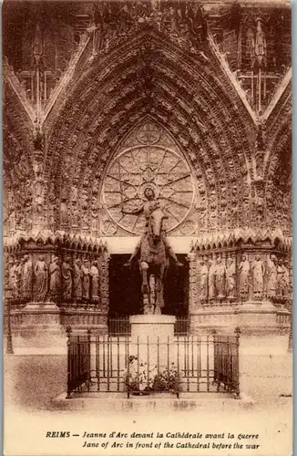 8894 - Frankreich - Reims , Jeanne d' Arc devant la Cathedrale avant la guerre - nicht gelaufen
