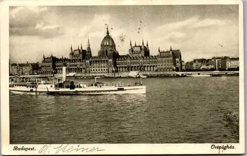 8896 - Ungarn - Budapest , Orszaghaz , Parlament , Schaufelraddampfer - gelaufen 1923