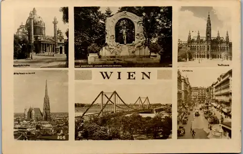 8909 - Wien - Karlskirche , Rathaus , Stadtpark , Graben , Mehrbildkarte - nicht gelaufen