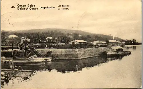 8928 - Belgisch Congo - Congo Belge , Leopoldville , Les bassins , De dokken - gelaufen 1921