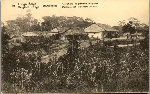 8930 - Belgisch Congo - Congo Belge , Stanleyville , Habitations de planteurs indigenes - gelaufen 1921