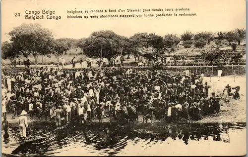 8933 - Belgisch Congo - Congo Belge , Indigenes se rendant a bord d' un Steamer pour vendre leurs produits - gelaufen 1920