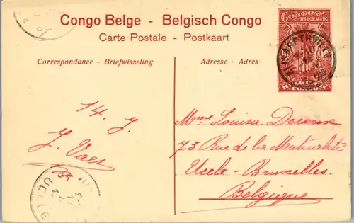 8935 - Belgisch Congo - Congo Belge , Avenue des Palmiers a Banana - gelaufen 1920