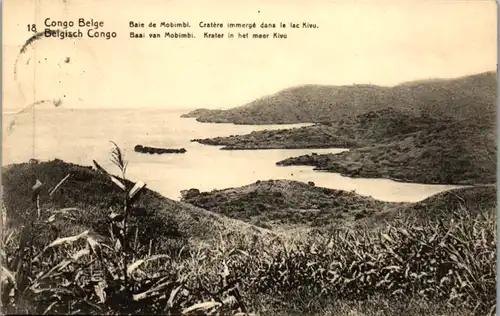 8936 - Belgisch Congo - Congo Belge , Baie de Mobimbi , Cratere immerge dans le lac Kivu - gelaufen 1920