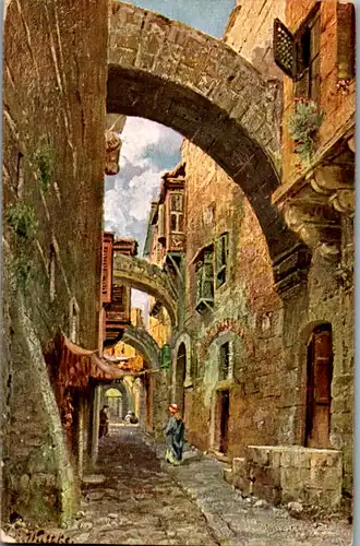 8977 - Israel - Jerusalem , Via dolorosa , signiert - nicht gelaufen