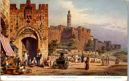 8980 - Israel - Jersusalem , Das Jaffator , Jaffa Gate , La Porte , signiert Friedrich Perlberg  - nicht gelaufen