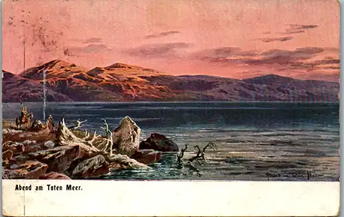8983 - Asien - Abend am Toten Meer , signiert Friedrich Perlberg - gelaufen 1909