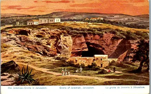 8992 - Israel - Die Jeremias Grotte in Jersusalem , signiert Friedrich Perlberg - nicht gelaufen