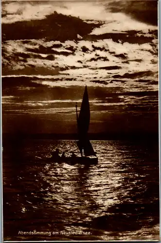9035 - Burgenland - Abendstimmung am Neusiedlersee , Segelboot - gelaufen 1928