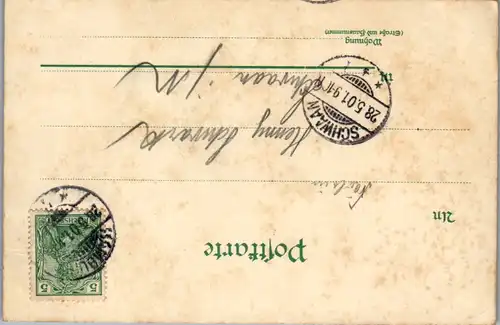 9055 - Deutschland - Gruss aus Hamburg , Fahrhaus St. Pauli , Lithografie - gelaufen 1901