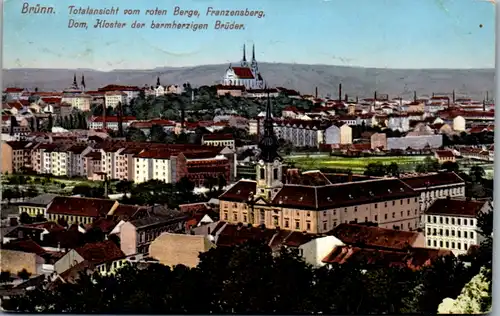 9060 - Tschechische Republik - Brünn , Brno , Totalansicht vom roten Berge , Franzensberg , Dom , Kloster der barmherzigen Brüder - gelaufen 1913