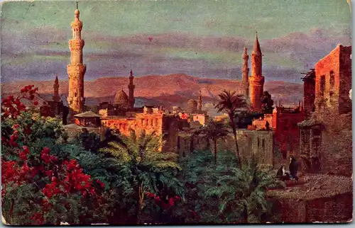 9068 - Künstlerkarte - Ägypten , Kairo , Cairo , Hotel du Nil - gelaufen 1906