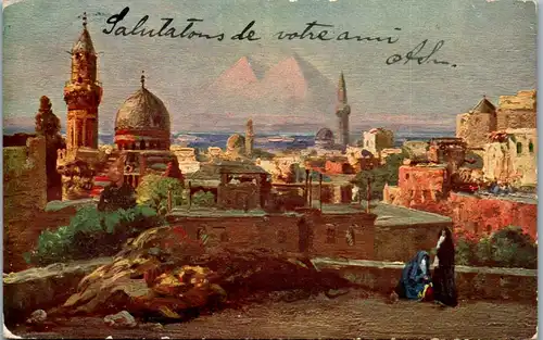 9070 - Künstlerkarte - Ägypten , Kairo , Cairo - gelaufen 1909