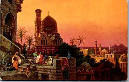 9071 - Künstlerkarte - Ägypten , Kairo , Cairo , signiert Friedrich Perlberg - nicht gelaufen