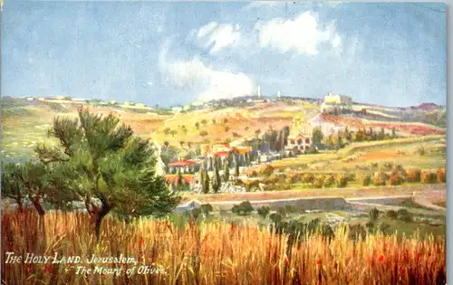 9081 - Künstlerkarte - Israel , Jerusalem , The Holy Land , The Mount of Olives , signiert - nicht gelaufen