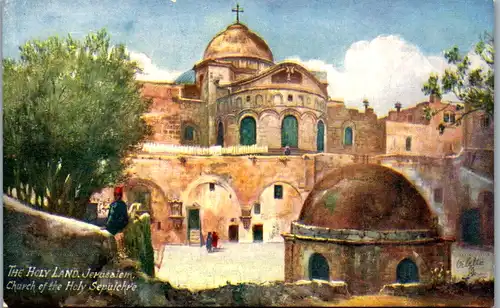 9082 - Künstlerkarte - Israel , Jerusalem , The Holy Land , Church of the Holy Sepulchre , signiert - nicht gelaufen