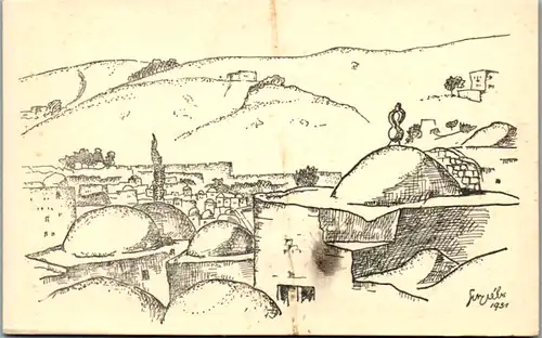 9090 - Künstlerkarte - Israel , A. Cherniak , Jerusalem , Old City , La vieille Ville , signiert - nicht gelaufen 1931