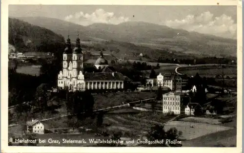 9099 - Steiermark - Mariatrost bei Graz , Wallfahrtskirche und Großgasthof Pfeiffer - gelaufen 1953