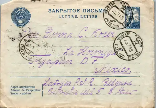 9104 - Lettland - Jelgava , Brief n. Mexico - gelaufen 1948