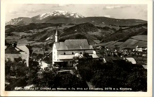 9117 - Niederösterreich - St. Corona am Wechsel , Wallfahrtskirche , Blick auf Schneeberg und Kirchnberg - nicht gelaufen