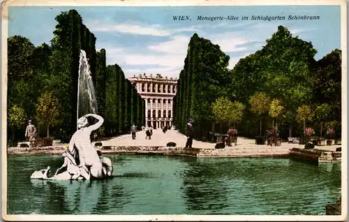 9139 - Wien - Menagerie Allee im Schloßgarten Schönbrunn , Springbrunnen - nicht gelaufen