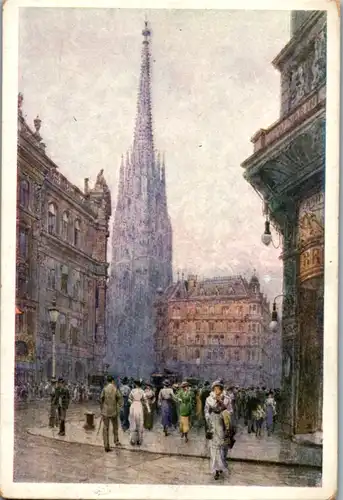 9166 - Künstlerkarte - Wien I , Graben , Blick auf den Stefansturm , Ludwig Hans Fischer - nicht gelaufen