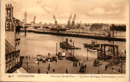 9184 - Frankreich - Cherbourg , Vue sur l' Avant Port , La Gare Maritime , Levavasseur , arch. , Hafen - nicht gelaufen