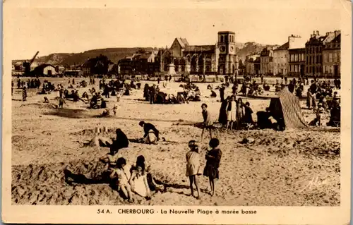 9187 - Frankreich - Cherbourg , La Vouvelle Plage a maree basse , Strand - nicht gelaufen