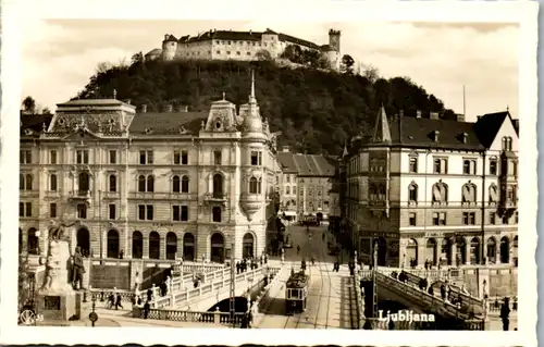 9247 - Slowenien - Ljubljana , Laibach , Altstadt , Brücke , Straßenbahn - nicht gelaufen 1943
