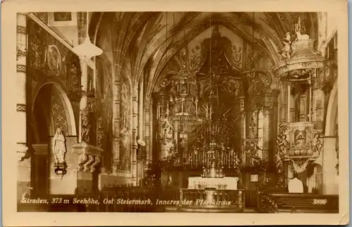 9250 - Steiermark - Straden , Inneres der Pfarrkirche - nicht gelaufen 1942