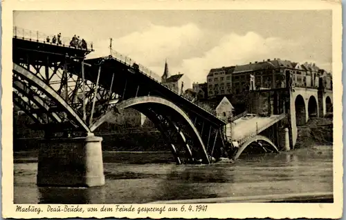 9293 - Slowenien - Marburg , Drau Brücke von dem Feind gesprengt am 6.4.1941 - nicht gelaufen 1941