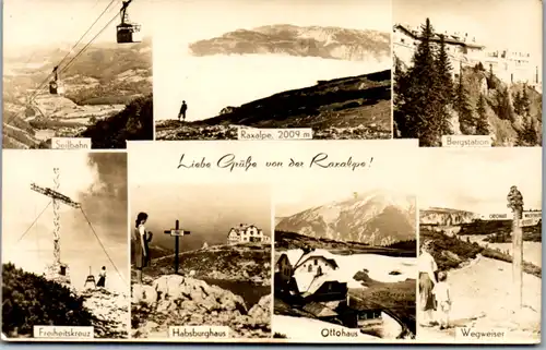 9316 - Niederösterreich - Raxalpe , Seilbahn , Freiheitskreuz , Habsburghaus , Bergstation , Mehrbildkarte - gelaufen 1957