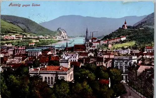 9349 - Tschechische Republik - Aussig gegen Süden , Usti nad Labem - gelaufen 1913