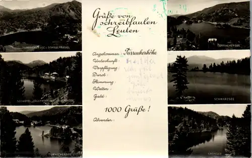9367 - Steiermark - Turracherhöhe , Turrachersee , Schwarzsee , Grünsee , Jägerwirt , Mehrbildkarte - gelaufen 1963