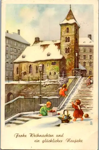 9395 -  - Frohe Weihnachten und ein glückliches Neujahr , Wien , Ruprechtskirche - gelaufen 1958