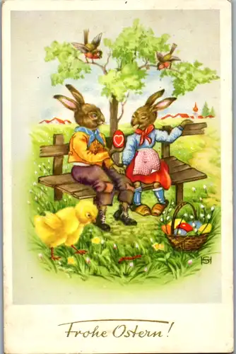 9396 -  - Frohe Ostern , Osterhase - gelaufen 1958