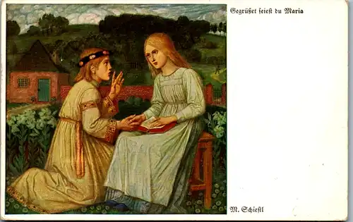 9398 - Künstlerkarte - Gegrüßet seist du Maria , Matthäus Schiestl , Wiechmann Bildkarte - gelaufen 1925