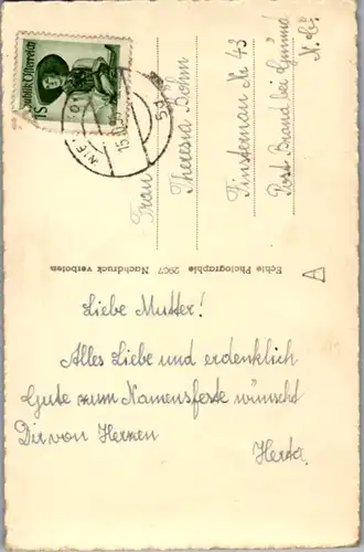 9432 -  - Die besten Glückwünsche zum Namensfeste , Blumen , Rosen , Vase - gelaufen 1936