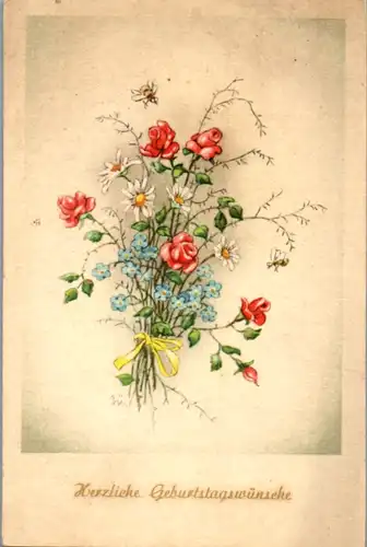 9465 -  - Herzliche Geburtstagswünsche , Blumenstrauß , Elfriede Türr - nicht gelaufen