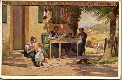 9480 - Künstlerkarte - Volksliederkarte , Was frag ich viel nach Geld und Gut , signiert Paul Hey  - nicht gelaufen