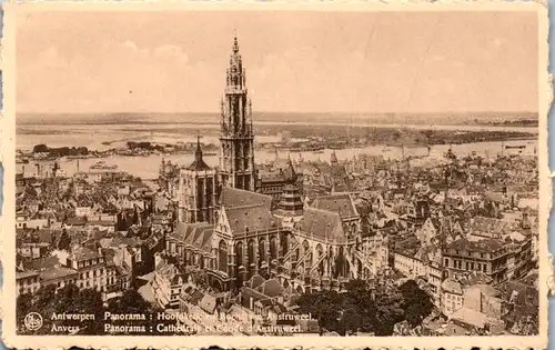 9507 - Belgien - Antwerpen , Panorama , Hoofdkerk en Bocht van Austruweel , Anvers , Cathedral - nicht gelaufen