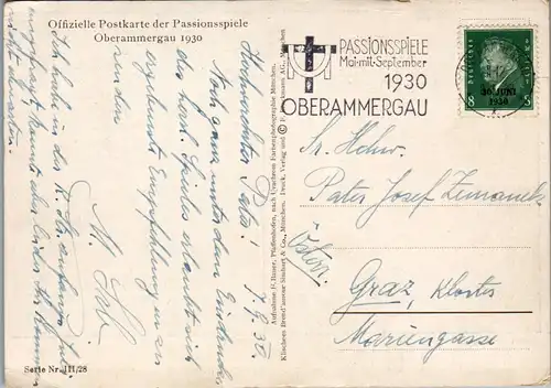 9534 - Künstlerkarte - Jesus vor Annas , Passionsspiele Oberammergau - gelaufen 1930