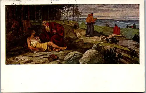 9559 - Künstlerkarte - Der barmherzige Samariter , signiert Fr. Fuchs - gelaufen 1929
