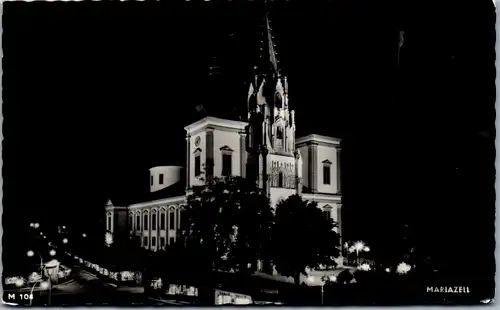 9573 - Steiermark - Mariazell , Basilika bei Nacht  - gelaufen 1967