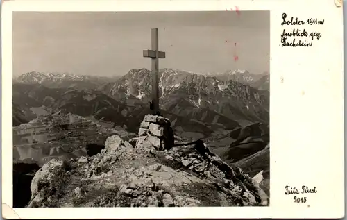 9577 - Steiermark - Polster , Ausblick gegen Dachstein , Gipfelkreuz - gelaufen 1952