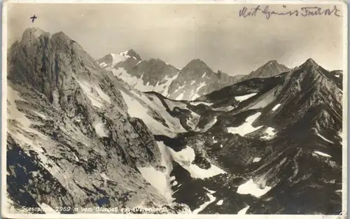 9591 - Vorarlberg - Scesaplana , Schesaplana vom Ofenpass aus gesehen - gelaufen 1922