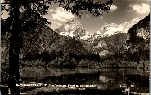 9598 - Oberösterreich - Hinterstoder , Polsterlucke mit Priel und Spitzmauer - gelaufen 1955