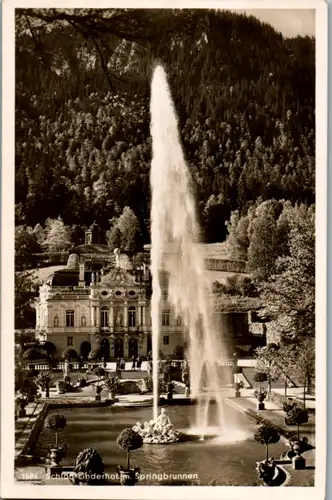 9608 - Deutschland - Schloß Linderhof mit Springbrunnen , Brunnen - gelaufen 1937