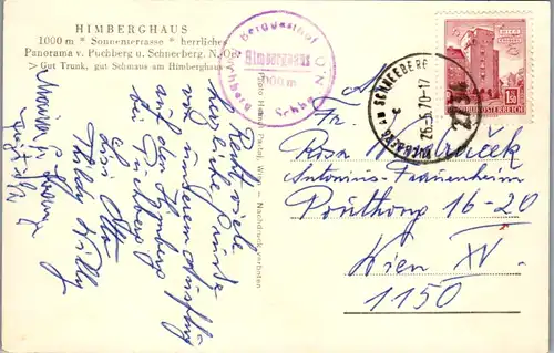 9666 - Niederösterreich - Himberghaus , Puchberg , Schneeberg - gelaufen 1970