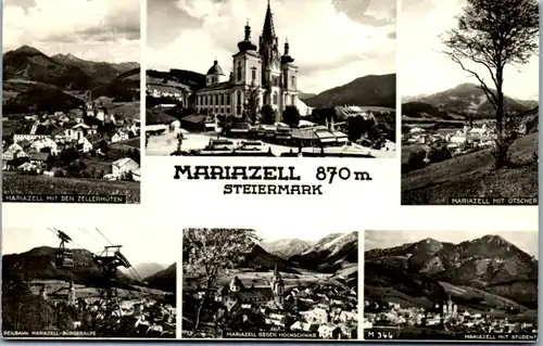 9679 - Steiermark - Mariazell , Zellerhütten , Seilbahn , Ötscher , Student , Mehrbildkarte - gelaufen 1960